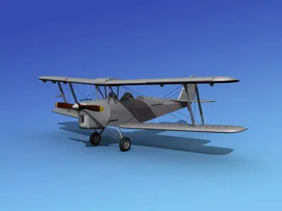 Dehavilland DH82 Tiger Moth Bare Metal 3D model