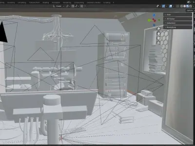 Science fiction hacker server room 3D model