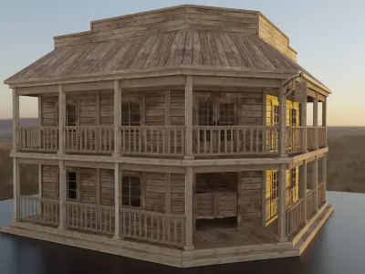 Western Saloon Low-poly 3D model