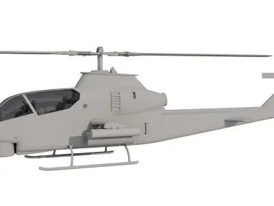 AH1G Helicopter With Cockpit Game model  Low-poly 3D model