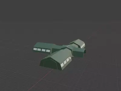 Military Field Kitchen 24 x 18 Pitching Space Low-poly 3D model