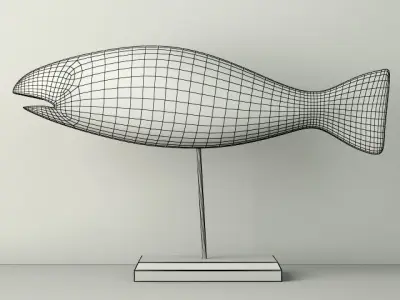 Hand Carved Wooden Fish 3D model