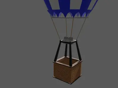 Blue Checkered Balloon - Balao Azul Quadriculado Low-poly 3D model