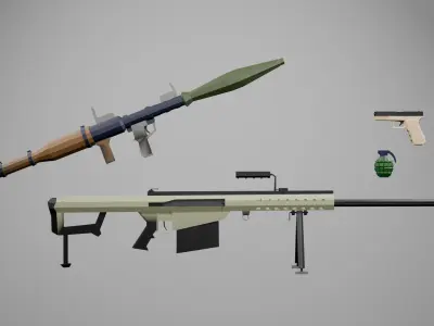 Low-Poly Weapon Pack - Ready for Action Free low-poly 3D model