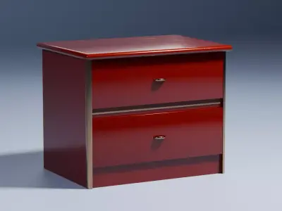 Red bedside table Free low-poly 3D model