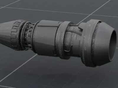Thruster with turbofan and airbrake 3D model