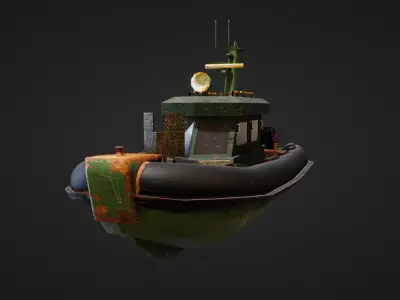 military rhib for games Low-poly 3D model