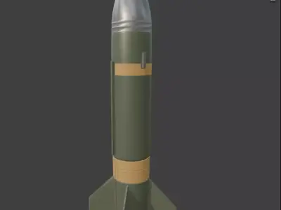 Low Poly Missile 3D Model 1440 Tris PBR Textures Game Ready Low-poly 3D model