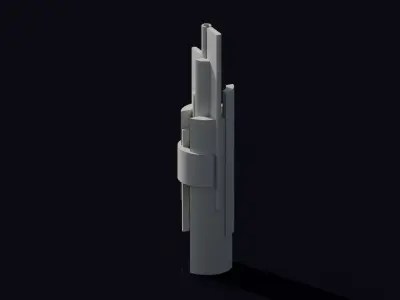 Brutalist Interlocking Tower Monument 29 Low-poly 3D model