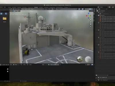 Type Yuzhao class Landing Ship Dock GameReady PBR Low-poly 3D model