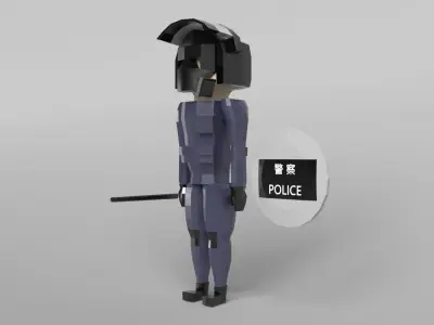 Low Poly Riot Police Low-poly 3D model
