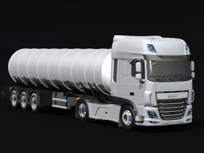 2018 DAF 106 XF EURO 6 4X2 Tank Trailer Low-poly 3D model