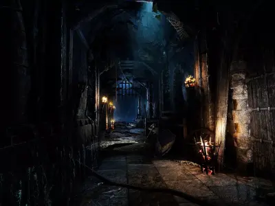 Medieval Castle-Medieval Village Environment Low-poly 3D model