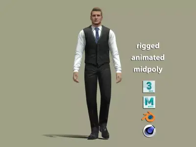 Business man walking Free 3D model