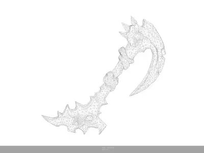 Stylized Inferno Scythe Game Ready - AI Low-poly 3D model