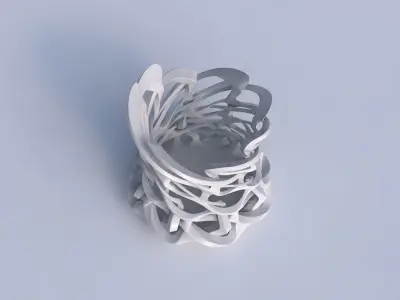 Bowl cylindrical with interlacing sharp edged lattice twisted... 3D model