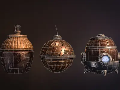 Medieval pocket bombs Stylized Low-poly 3D model
