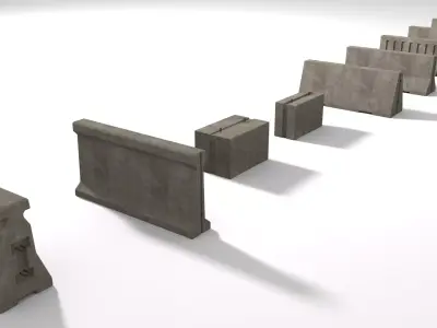 Construction Concrete Barrier Low-poly 3D model