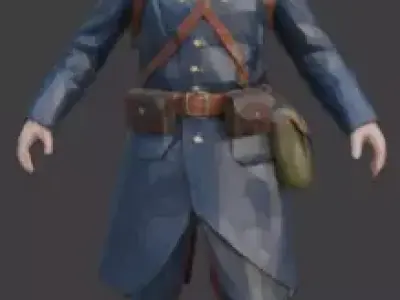 1914 french solider Low-poly 3D model