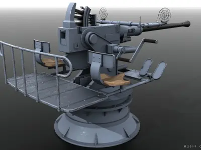 Bofors 40mm gun Low-poly 3D model