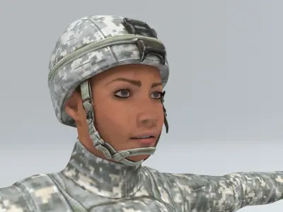 laos Black Female Soldier Low-poly 3D model