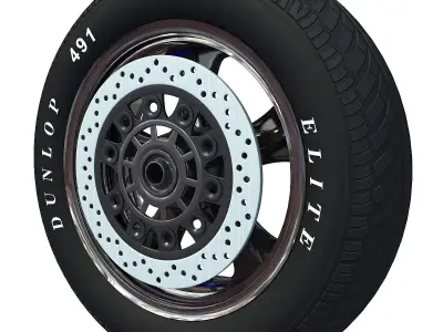 Black Motorcycle Tire 3D model