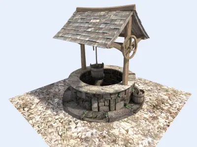 detailed medieval water well 3D model