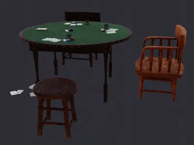 Poker table 3D Model  Low-poly 3D model