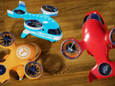 Stylized Drone Toy Low-poly 3D model