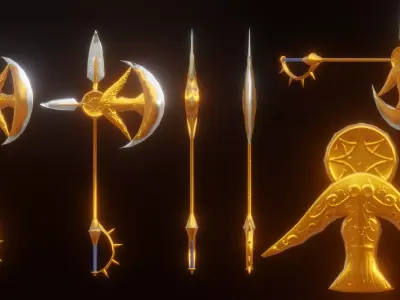 Divine Axe Rhitta Low-poly 3D model