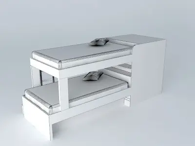 Bunk bed with auxiliary bed Free 3D model