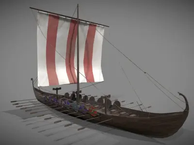 Viking long boat Low-poly 3D model