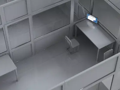 office partitions plastic partitions set Low-poly 3D model