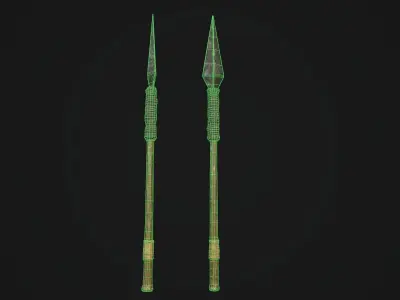 Assegay two arrowheads Low-poly 3D model