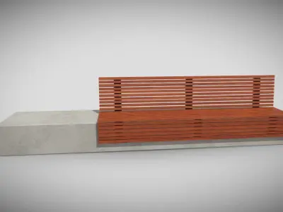 Concrete Bench Low-poly Low-poly 3D model