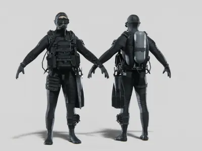 Soldier Diver suit  Low-poly 3D model