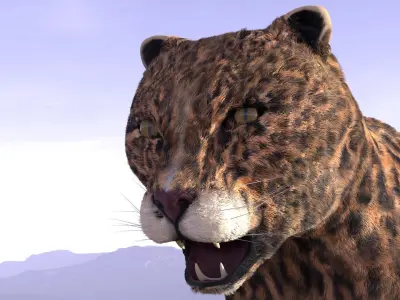 Leopard jaguar running in desert 3D model