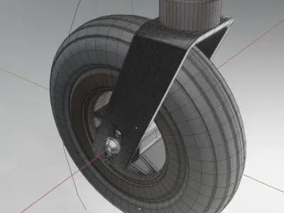 Wheelchair small front wheel 2 with procedural PBR material 3D model