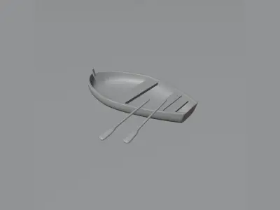 Wooden boat Low-poly 3D model