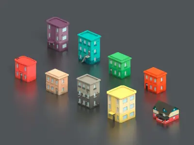 Free Big Low Poly Simple Urban City 3D Asset Pack Free low-poly 3D model