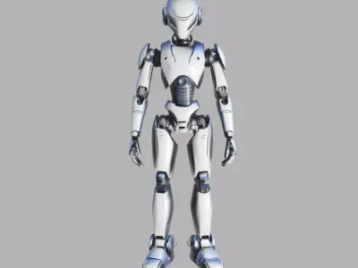 Silver Blue Futuristic Android Low-poly 3D model