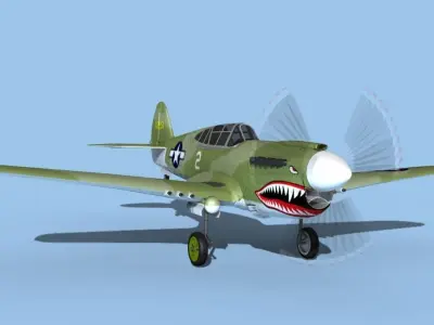 Curtiss P-40F Warhawk V01 USAAF 3D model