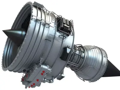 Fanjet Turbofan Engine 3D Model 3D model