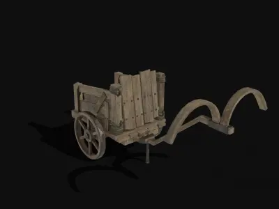 CHARIOT CART CAR WAGON TRAILER HORSE CARRIAGE HARNESS COLLECTION Low-poly 3D model
