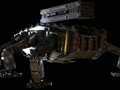 Photo Realistic War Mecha with Rocket Launcher 3D model