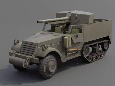 M3 GMC 75mm Halftrack Low-poly 3D model