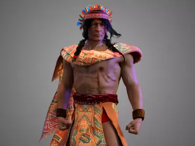 Native American Warrior Male 3D model