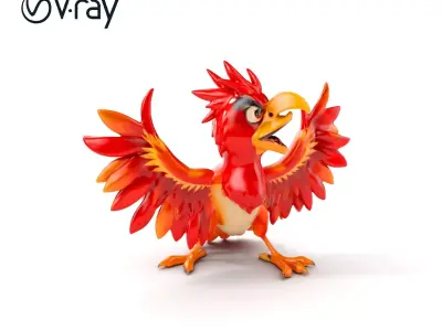Vibrant Phoenix Bird Model Pack for Animation and Games Low-poly 3D model