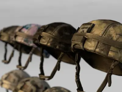 Military helmets Low-poly 3D model