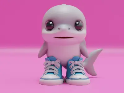 Baby Tralalero Tralala Boy Blue Italian brainrot Character Low-poly 3D model